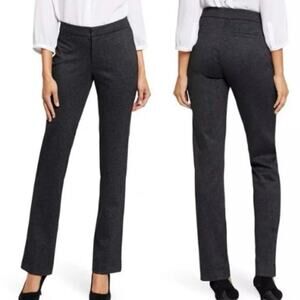 New NYDJ Lift Tuck Slim Leg Charcoal Gray Trouser Pants Stretch Trim NWT 12
